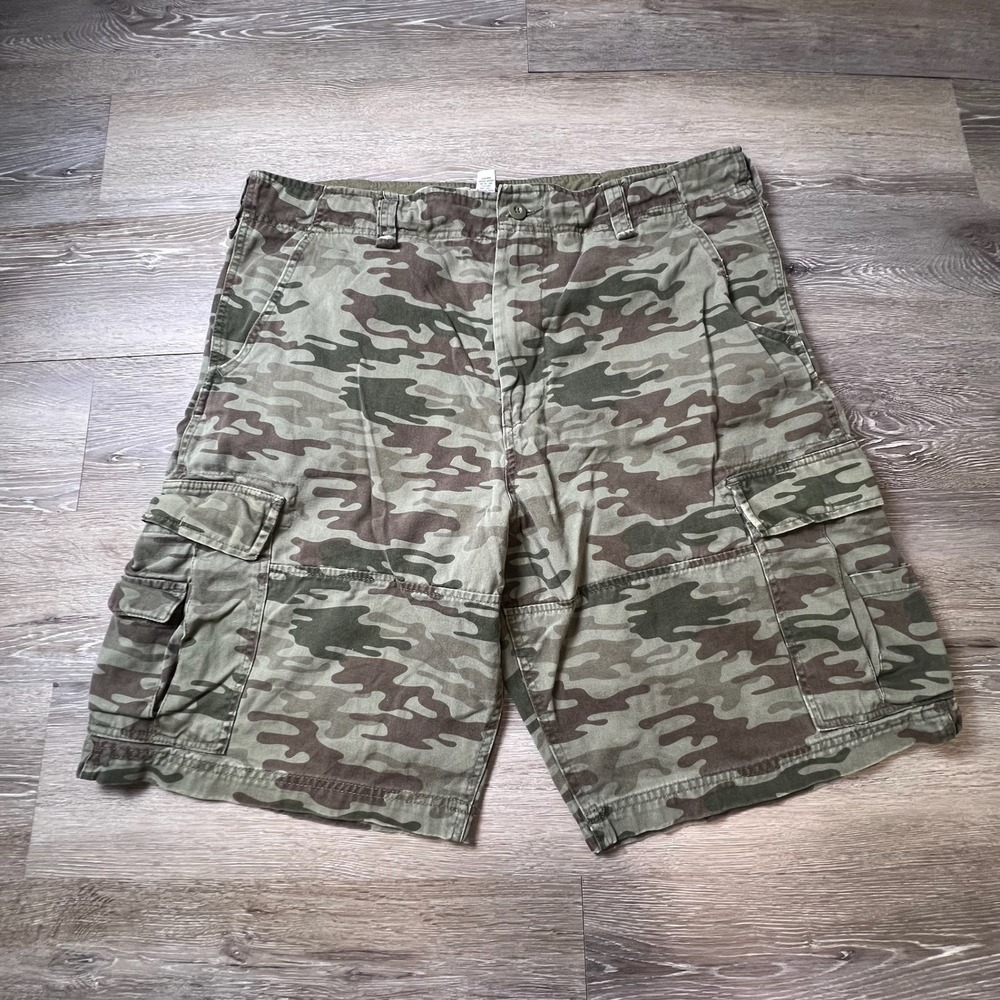 Steve & Barry's Cargo Shorts Mens 38 Green Camo Cotton Utility Gorpcore Tactical